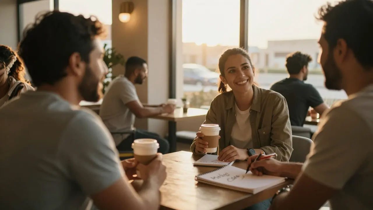 An expat joins a group for a hiking meetup in Dubai, embracing legal and meaningful social connection.